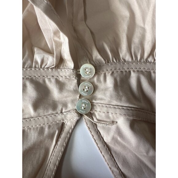 Staud Beige Peplum Blouse With Puff Sleeves & V-Neckline Size S - Picture 12 of 12